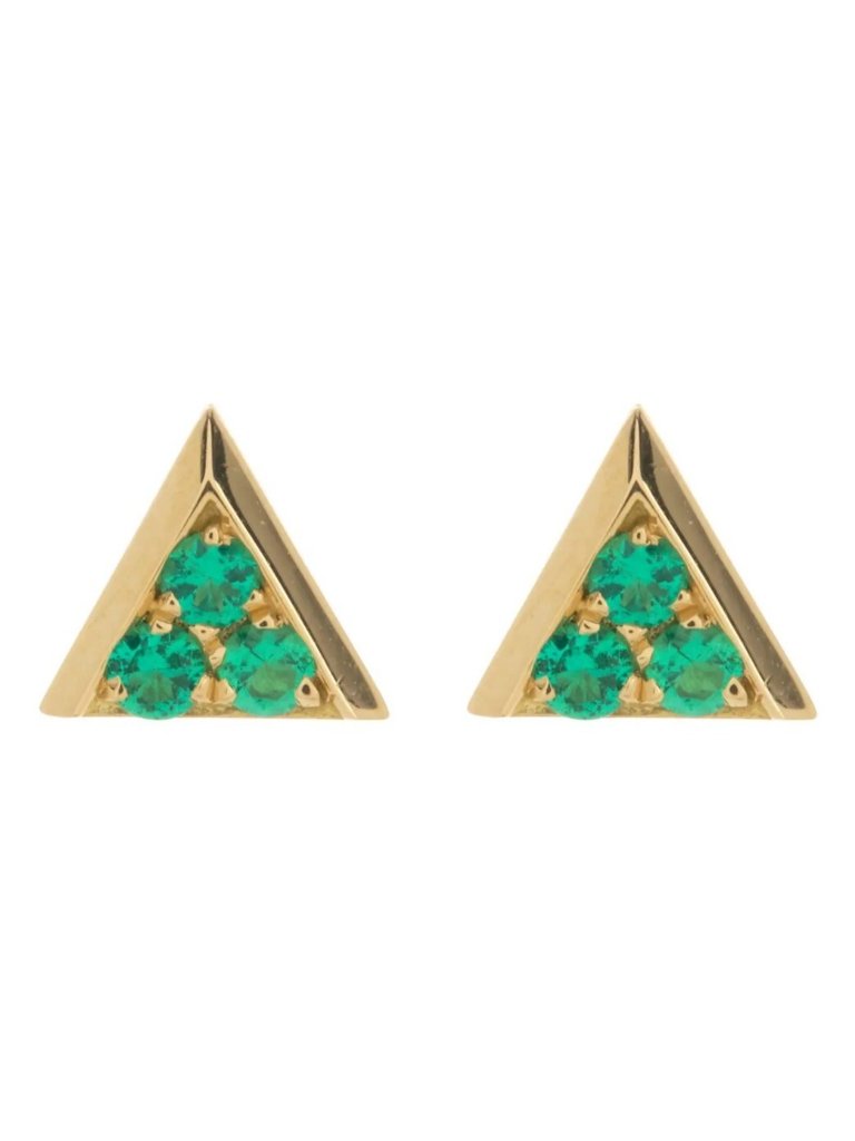 Bony Levy El Mar 18k Yellow Gold Emerald Triangle Stud Earrings
